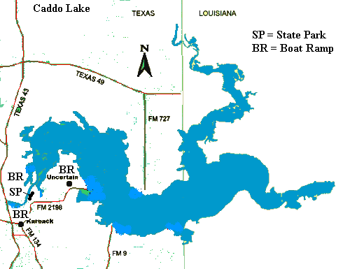 Caddo Lake Fishing Map